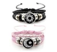 Sun And Moon Couples Friendship Matching Love Bracelets Leather Y2k Spirilet Glow In The Dark Bracelets 2PCS