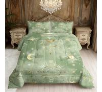 Sun and Moon Coverless Duvet Double, Boho Celestial Galaxy Reversible Comforter Set 3 Pcs, 2 Pillowcases, Bedroom Decor, 10.5 Tog Soft Lightweight Warm All Seasons BZ-L1067