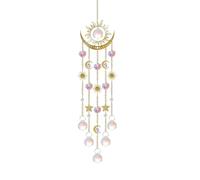 Sun and Moon Crystal Wind Chime Suncatcher,Hanging Glass Ornament for Garden or Windows,Indoor/Outdoor Decor,Rainbow Maker,Garden Gifts for Women,Home & Backyard Decoration