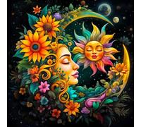 Sun and Moon Diamond Art Painting Kits for Adults - Round Full Drill Diamond Dots Paintings for Beginners, 5D Paint with Diamonds Pictures Gem Art Painting Kits DIY Crafts Project Kits 14x14inch