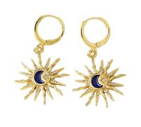 Sun and Moon Earrings - Versatile Star Accents Sky Drop Earrings with Hoop Earrings and Bows, one size, Metal, No Gemstone