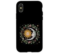 Sun and Moon Embrace with Floral Celestial Art Case for iPhone X/XS