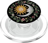 Sun and Moon Embrace with Floral Celestial Art PopSockets PopGrip for MagSafe