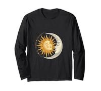 Sun and Moon Face Embrace Cosmic Harmony Art Long Sleeve T-Shirt