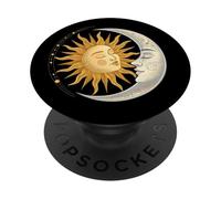 Sun and Moon Face Embrace Cosmic Harmony Art PopSockets Adhesive PopGrip
