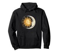 Sun and Moon Face Embrace Cosmic Harmony Art Pullover Hoodie