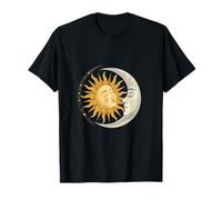 Sun and Moon Face Embrace Cosmic Harmony Art T-Shirt