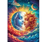 Sun And Moon Faces in A Magical Sky 1000 Piece Pack Classic Jigsaw Puzzle Science Fiction Magical Dream Couple Puzzle Partners Ultra Difficult Wall Decor Easter New Year Creativity & Gift Giving 1000