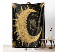 Sun and Moon Fall Throw Blanket for Couch, Bohemia Astrology Fleece Blanket for Bed, Mystical Celestial Cozy Blankets 40"x60" Soft Warm Lightweight for All Season Camping Travel Picnic