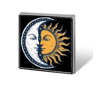 Sun And Moon Funny Lapel Pins Square Brooch Tie Suit Dress Accessories for Men Women Wedding Birthday