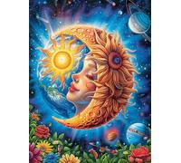 Sun And Moon Goddess Face Art 1000-piece Jigsaw Puzzle Set For Adults Teens 14+ Logic Skill Indoor Game Family Game Night Summer Recycled Cardboard 1000 PCS