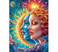 Sun And Moon Goddess Face Art 300-piece Jigsaw Puzzle Set Accompany Fairy Tale Cute For Adults Teens 14+ Logic Skill Indoor Game Family Game Night Summer Thick Cardboard 300 PCS