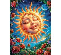 Sun And Moon Goddess Face Art 300-piece Jigsaw Puzzle Set Magical Animal Fairy Tale For Adults Teens 14+ Logic Skill Indoor Game Family Game Night Summer Thick Cardboard 300 PCS