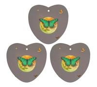 Sun And Moon Green Moth Car Air Freshener, 3 Pcs Love form Hanging Air Freshener Cards, Long Lasting Fragrance Scented Cards for Car, Home, Office Black-style