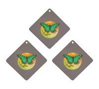 Sun And Moon Green Moth Car Air Freshener, 3 Pcs Rhombus Hanging Air Freshener Cards, Long Lasting Fragrance Scented Cards for Car, Home, Office White-style