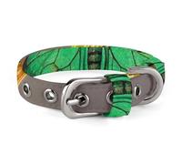 Sun and Moon Green Moth Dog Collar Adjustable Soft and Comfortable Puppy Collars with Metal Buckle Pet Collar for Small Medium Pet
