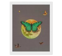 Sun And Moon Green Moth Fashion Diamond Painting for Wall, Gem Crafts