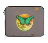 Sun and Moon Green Moth Laptop Sleeve Case 13inch, Shockproof Protective Case, 10-17 Inch Computer Sleeve, Water Resistant Laptop Briefcase for Men Women Compatible with MacBook Air/Notebook/Tablet