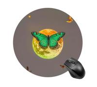 Sun and Moon Green Moth Mouse Pad for Office, Mouse Mat with Non-Slip Base, Waterproof Desk Pad Protector for Home, Personalized Mouses Mat for Travel, Outdoor, 7.8" X 7.8"