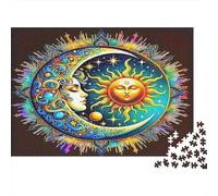 Sun And Moon Heavyweight Paper Sun And Moon with Faces in Circle Jigsaw Puzzle Beginner Friendly Gift for Kids 52x38cm/1000pcs