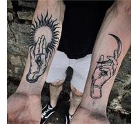 Sun And Moon Herbal Temporary Tattoo Stickers,Semi-permanent, Non-reflective, Waterproof, Lasts Up To Two Weeks, Realistic Tattoo Style(2pcs)