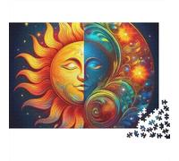 Sun And Moon Jigsaw Puzzle Bloom Celestial Pair 1000pc Recycled Sturdy Cardboard Dust-Free Home Leisure Stress Relief for Family Adults Indoor Activity 52x38cm/1000pcs