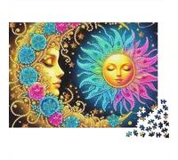 Sun And Moon Jigsaw Puzzle Golden Celestial Pair 1000pc Recycled Cardboard Stress Relief Rainy Day Indoor Activity for Teenagers Adults Advanced 38x26cm/1000pcs