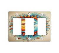 Sun and Moon Light Switch Cover Plates/Outlet Covers, Colorful Celestial Design for Home Decor, Thermoplastic Wall Plates, Standard Size 3 Gang Wall Plate
