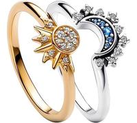 Sun and Moon Overlay Ring, Adjustable Women's Ring, Shining Together Sun and Moon Overlay Ring,Ideal for Women