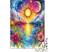 Sun And Moon Puzzle for Adults Blue Cosmic Fantasy Birds Puzzle Educational Game Decompression Made in Italy 70x50cm/1000pcs