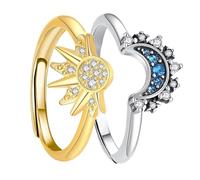Sun and Moon Ring Set Stackable Women's Ring, Adjustable Women's Ring Matching Ring as Best Friend and Couple Gift Friendship Ring, Sun and Moon Stackable Ring for Girls