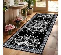 Sun and Moon Rug Boho Celestial Area Rugs for Bedroom Dorm Living Room Bohemian Occult Crescent Solar Stars Galaxy Floor Mat Pad Doormat Carpet,79" X 39",Black