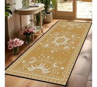 Sun and Moon Rug Boho Celestial Area Rugs for Bedroom Dorm Living Room Bohemian Occult Crescent Solar Stars Galaxy Floor Mat Pad Doormat Carpet,79" X 39",Aztec Gold