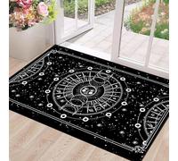 Sun and Moon Rug Boho Celestial Area Rugs for Bedroom Dorm Living Room Bohemian Occult Crescent Solar Stars Galaxy Floor Mat Pad Doormat,47" X 31",Black