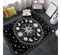 Sun and Moon Rug - Boho Celestial Carpet - Black and White Constellations Zodiac Rugs Moon Rug Solar Stars Carpets Large Gothic Floor Mats for Bedroom Living Room Dining Room, 4'5''×6'