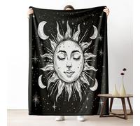 Sun and Moon Star Fall Throw Blanket for Couch, Bohemia Celestial Fleece Blanket for Bed, Gothic Astrology Cozy Blankets 40"x60" Soft Warm Lightweight for All Season Camping Travel Picnic