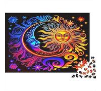 Sun And Moon Sturdy Cardboard Classic Jigsaw Puzzle Blue Moon Gold Sun Face Ultra Difficult Challenge for Couples Office Break Best Gift for Collectors 1000 Piece Jigsaw Puzzle 70x50cm/1000pcs