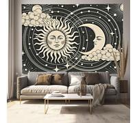 Sun And Moon Tapestry Celestial Themes Wall Hanging Tapestries Decorative Wall Art Aesthetic Wall Decor for Bedroom Dorm Room, Grey - 200x150 cm