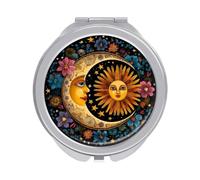Sun And Moon Travel Makeup Mirror Compact Portable Pocket | Folding Mirrors for Handbag Pocket Purse 1X 2X