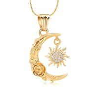 Sun and Moon Urn Necklace for Ashes Stainless Steel Rose Flower Crescent Pendant Cremation Jewelry Keepsake Memorial Gift for Women Men