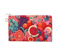Sun And Moon Wallet for Men Women Canvas Coin Purse Zippered Change Holder with Secure Closure, Colorful Food Patterns, One Size