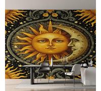 Sun and Moon Wallpaper for Living Room, Astrology Celestial Wall Mural, Non-Woven Photo Wallpaper for Bedroom, Home Decor Wall Paper 400 x 280 cm (W x H) Y&W11