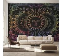 Sun and Moon Wallpaper for Living Room & Bedroom & Hallway, Non-Woven Celestial Astrology Mural Wallpaper, Wall Mural Wall Decoration 400 x 280 cm (WxH) K-MZ&10