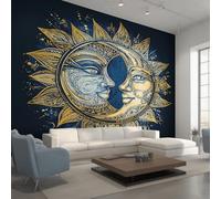 Sun and Moon Wallpaper, Mystical Celestial Bohemian Wall Mural, Wallpaper for Bedroom Living Room, Home Decor, Photo Wall Paper, 350 x 256 cm 3I&XA