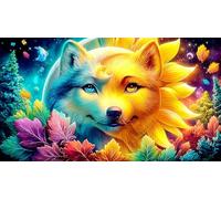 Sun-and-Moon-Wolf-Fantasy-Art Jigsaw Puzzles for Adults: 1000-Piece Recycled Cardboard Decoration 38x26cm/1000pcs