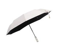 Sun and Rain Umbrella, Portable Fan Umbrella with Black Glue Coating, High-Density Fiber Heat Insulation, Dual Purpose for Daily Use (Beige)