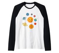 Sun and The Solar System Planets Outer Space Traveler Raglan Baseball Tee