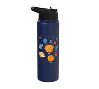 Sun and The Solar System Planets Outer Space Traveler Stainless Steel Insulated Water Bottle