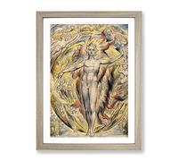 Sun At His Eastern Gate By William Blake Classic Painting Framed Wall Art Print, Ready to Hang Picture for Living Room Bedroom Home Office Décor, Oak A4 (34 x 25 cm)