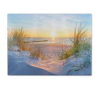 Sun at the Baltic Sea Beach Designer Glass Chopping Board Benjamin Tate Design Natural One Size